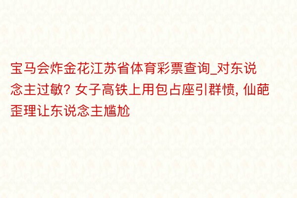 宝马会炸金花江苏省体育彩票查询_对东说念主过敏? 女子高铁上用包占座引群愤, 仙葩歪理让东说念主尴尬